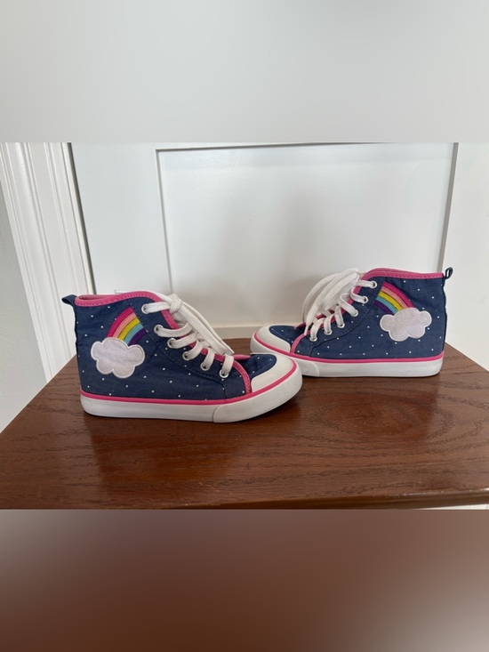 Gymboree Other - Gymboree Navy High-Top Sneakers with Rainbow and Pink Trim polka dots